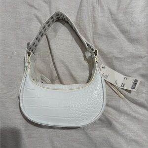 Urban Outfitters White Croc-Embossed Shoulder Bag
